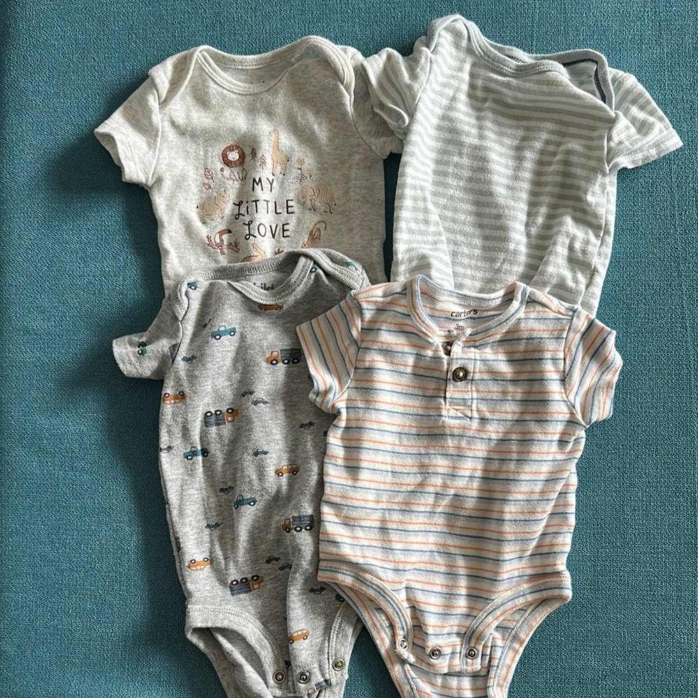 Carter's Gray and Blue Bodysuits Soft Cotton One Pieces